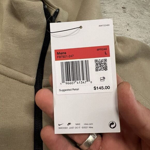 Nike Tech Fleece Full Zip Jacket Khaki Black FB7921 247 Men Size L Retail $145 - Picture 5 of 7